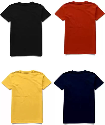 Boys Graphic Print Cotton Blend T Shirt  (Multicolor, Pack of 4)