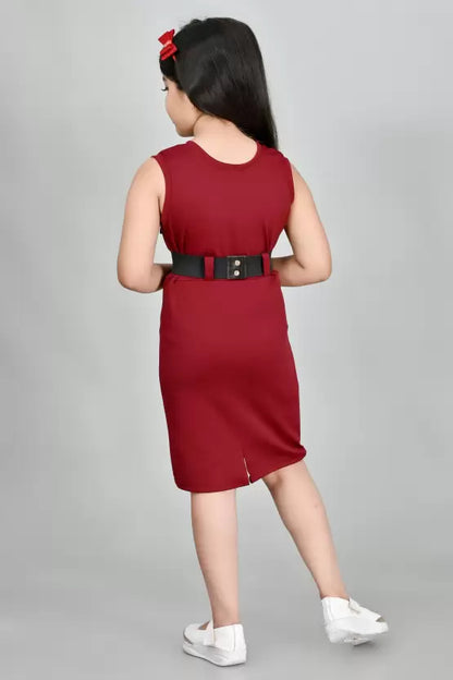 Girls Midi/Knee Length Casual Dress  (Multicolor, Sleeveless)