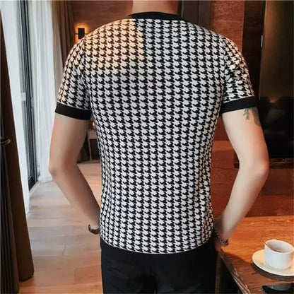 Men Printed Round Neck Polyester White, Black T-Shirt