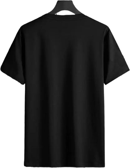 Men Typography Round Neck Cotton Blend Black T-Shirt